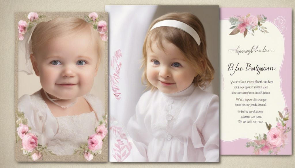 découvrez notre sélection de cartes de baptême pour fille, des designs délicats et originaux pour ce moment spécial. personnalisez votre carte de baptême et créez un souvenir inoubliable.